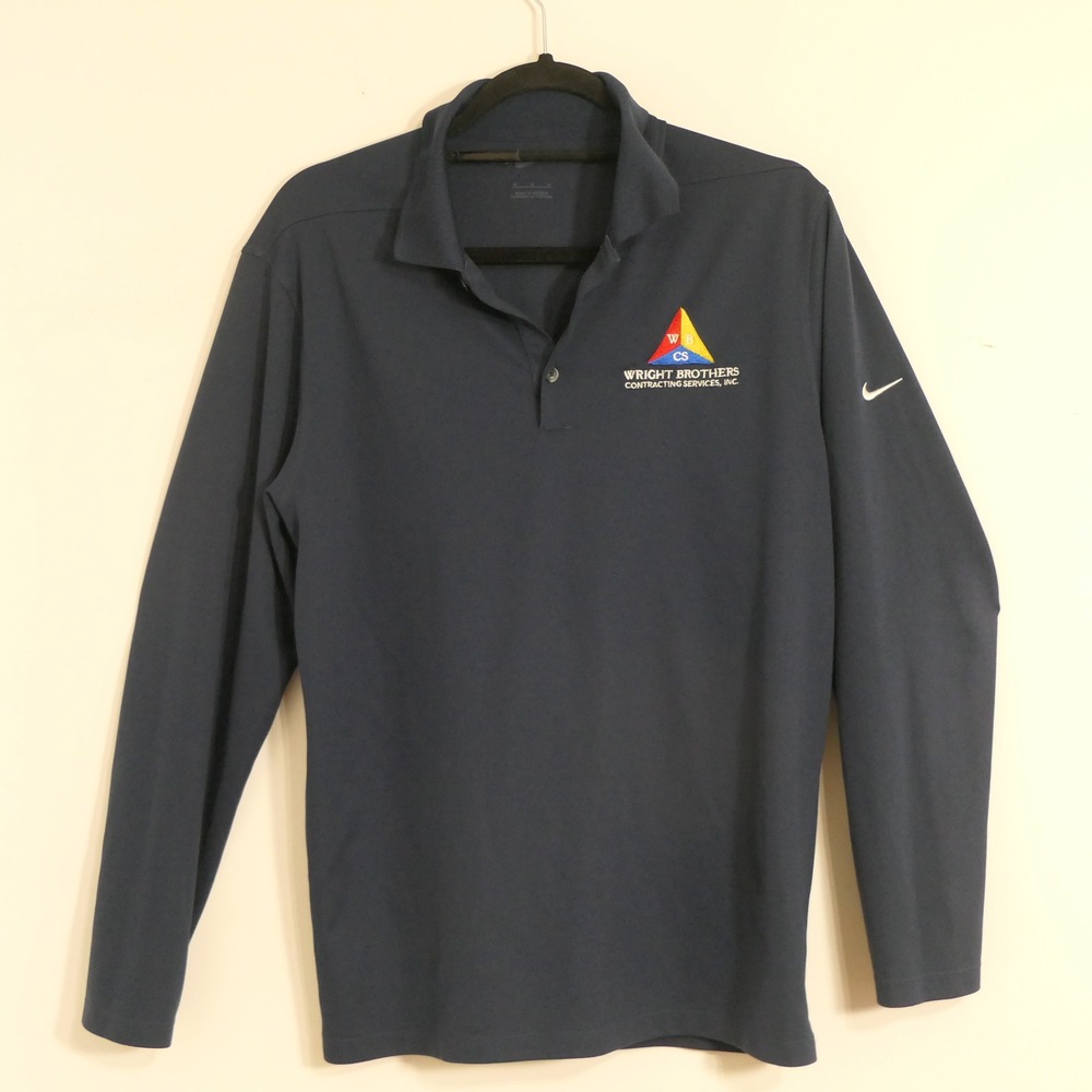 Nike Womens Polo M Navy Long Sleeve Corporate Logo Athleisure DC2104-451 Dri-Fit